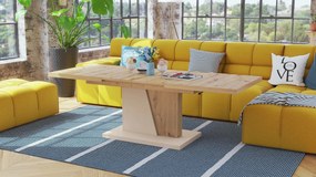 Mazzoni GRAND NOIR artisanaal eiken / beige, salontafel, uitschuifbaar