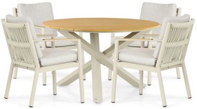 Tuinset 4 personen 125 cm Aluminium/rope Taupe Coco Sevilla/Ancona
