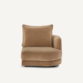 Halve bank rechts, afgerond, modulair, van stonewashed fluweel, TIBERIO