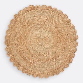 Rond vloerkleed in jute, bloemvorm, Aftas