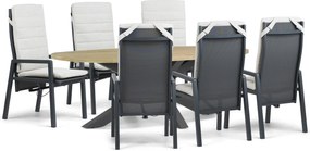 Tuinset 6 personen 240 cm Aluminium Grijs Lifestyle Garden Furniture Vivaro/Brookline