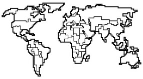 Homemania Wanddecoratie World Map 11 100x53 cm metaal zwart