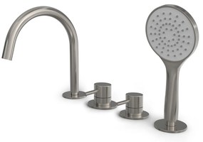 Hotbath Buddy badrandkraan met uitloop geborsteld nikkel