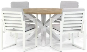 Tuinset Rond 4 personen 120 cm Aluminium Wit Santika Furniture Santika