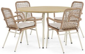 Tuinset Ronde Tuintafel 4 personen 125 cm Aluminium/Rope Taupe  De Laan Projects