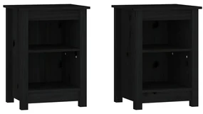 vidaXL Nachtkastjes 2 st 40x35x55 cm massief grenenhout zwart