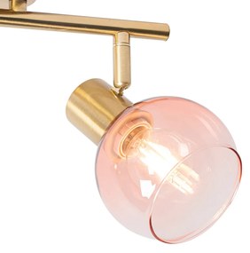 Art Deco Spot / Opbouwspot / Plafondspot goud met roze glas 2-lichts - Vidro Art Deco E14 Binnenverlichting Lamp