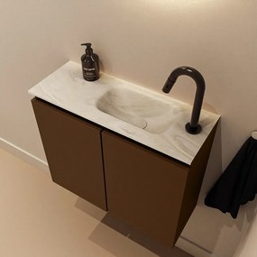 Mondiaz Ture DLux toiletmeubel 60cm rust met wastafel ostra rechts met kraangat