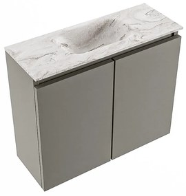 Mondiaz Ture DLux toiletmeubel 60cm smoke met wastafel glace midden met kraangat