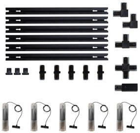 Modern railsysteem met 5 hanglampen zwart 1-fase - Iconic Lloyd
