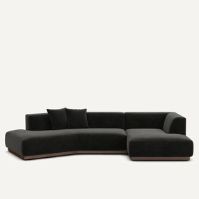 Rechter hoekbank in chenille fluweel, Jacopo