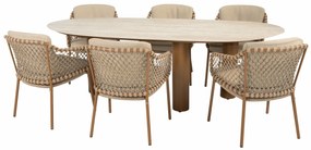 4 Seasons Outdoor Martinique tuinset met Estate tafel 240 cm Tuinstoel beige weerbestendig