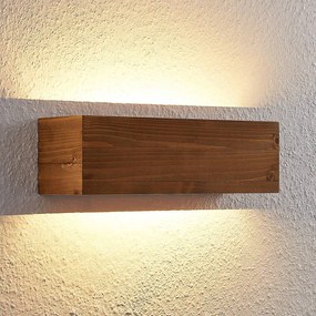 Benicio houten LED wandlamp, hoekig, 37 cm - lampen-24