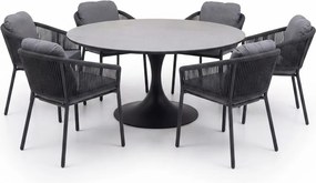 Flair Joshua dining tuinset 158xH75 cm 7 delig antraciet keramiek