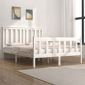 vidaXL Bedframe massief grenenhout wit 140x190 cm
