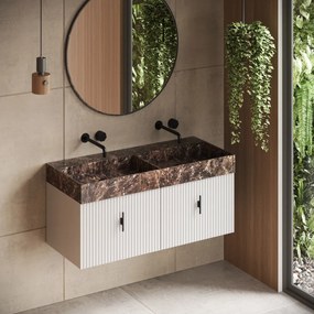 Muebles Zahora badmeubel ribbelfront 120cm wit mat met Dark Emperador wastafel zonder kraangaten