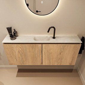 Mondiaz Ture DLux toiletmeubel 120cm washed oak met wastafel ostra midden met kraangat