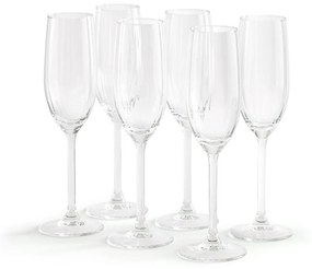 Set van 6 champagne glazen in glas met plooitextuur, Pliso