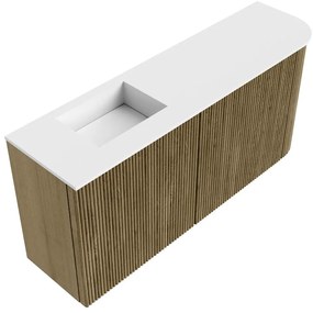 Mondiaz Joya 90cm toiletmeubel ronding rechts dusk met wastafel faye links zonder kraangat talc