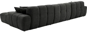 Goossens Excellent Bank Kubus - 30 X 30 Cm Stiksel zwart, stof, 1,5-zits, modern design met chaise longue rechts