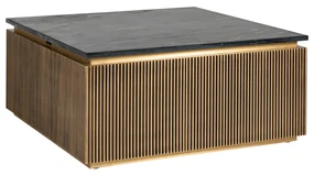 Richmond Interiors Ironville Vierkante Salontafel Goud Met Marmer - 90 X 90cm.