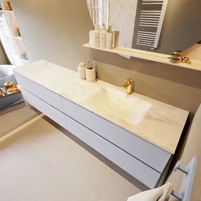 Mondiaz Vica DLux badmeubel 200cm cale 4 lades met wastafel ostra rechts 1 kraangat