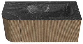 Mondiaz Kurve-dlux 105cm badmeubel ronding links dusk met 1 lade en deur en wastafel big small rechts zonder kraangat lava
