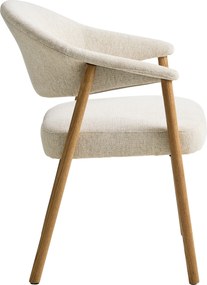 GARDA crème beige (stof Harmony 110) / natuurlijk eiken - GESTOFFEERDE STOEL VOOR WOONKAMER/EETKAMER