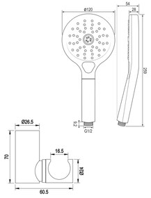 Brauer Brushed Edition thermostatische badkraan met wandhouder en 3 standen handdouche RVS geborsteld PVD