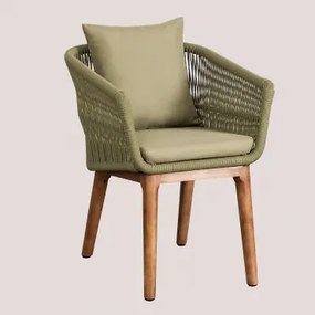 Set Van 4 Tuinstoelen Met Armleuningen Van Acaciahout En Gevlochten Touw Barker Bamboe Groen - Sklum