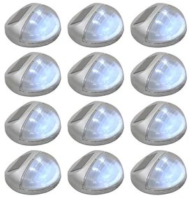 vidaXL LED-wandlampen solar rond zilver 12 st