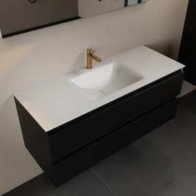 Mondiaz Aivy badmeubel 120cm urban met wastafel solid surface talc midden 1 kraangat en spiegel