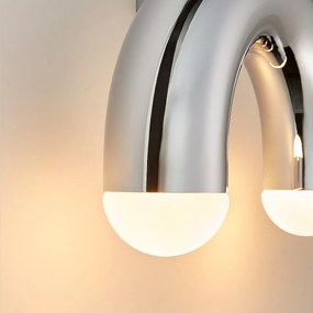 Wandlamp in chroomijzer en opaline, Quillo