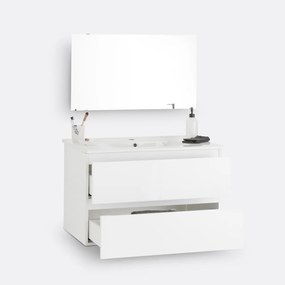 Hangend wastafelmeubel + spiegel L80 cm, Pacci