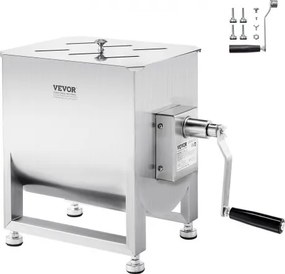 VEVOR Handmatige vleesmenger 30 L vleesverwerker (maximaal 13,61 kg vlees mengen), roestvrijstalen vleesmenger, worstmenger met reductietandwiel, handmixer voor gehakt