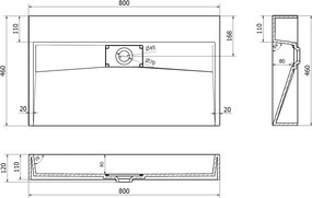 Mexen Ava opbouwwastafel van composiet B/O 80 x 46 cm, wit - 23018000