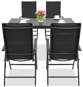 Aluminium tuinmeubelen polywood Verona voor 4 personen zwart