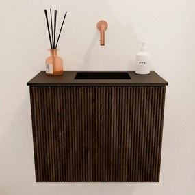 Mondiaz Joya 50cm toiletmeubel walnut met wastafel faye rechts zonder kraangat urban