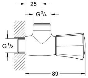 Grohe Costa-L douchekraan 1/2" met douche-aansluiting  3/4" chroom