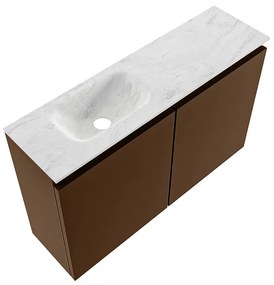 Mondiaz Ture DLux toiletmeubel 80cm rust met wastafel opalo links met kraangat