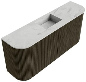 Mondiaz Joya DLux 95cm toiletmeubel ronding links/rechts shadow met wastafel faye midden zonder kraangat opalo