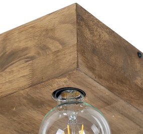 Landelijke plafondlamp vintage hout 4-lichts - Bloc Landelijk E27 vierkant Binnenverlichting Lamp
