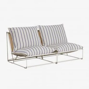 Amaro 2-delige Modulaire Tuinbank Tapioca Beige - Marine Blauw - Sklum