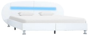 vidaXL Bedframe met LED kunstleer wit 160x200 cm