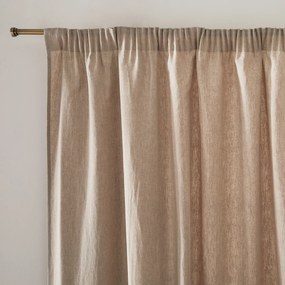 Schermgordijn van gewassen linnen, met gerimpelde bies en golf, ONEGA