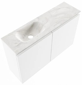 Mondiaz Ture DLux toiletmeubel 80cm talc met wastafel ostra links zonder kraangat