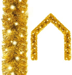 vidaXL Kerstslinger met LED-lampjes 5 m goudkleurig