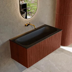 Mondiaz Kurve 100cm badmeubel ruby met 1 lade en wastafel big medium midden zonder kraangat urban