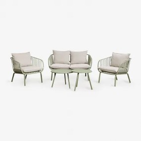Tuinset Met Een 2-zitsbank, 2 Fauteuils En 2 Salontafels In Ijzer En Aradina Polypropyleen. Groene Lauerl - Sklum