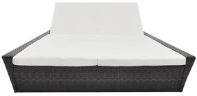vidaXL Loungebed met kussen poly rattan bruin